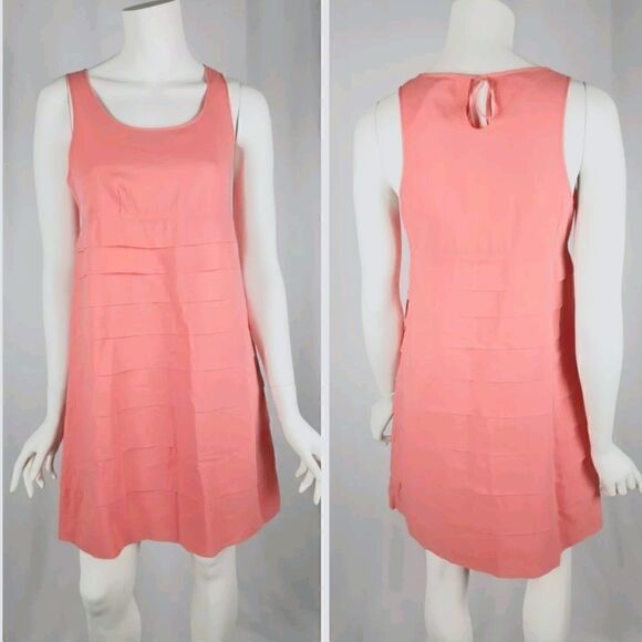 GAP Coral Pink Tiered Keyhole Mini Dress Size 2 - Picture 1 of 11